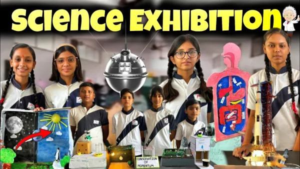 Students with their science models